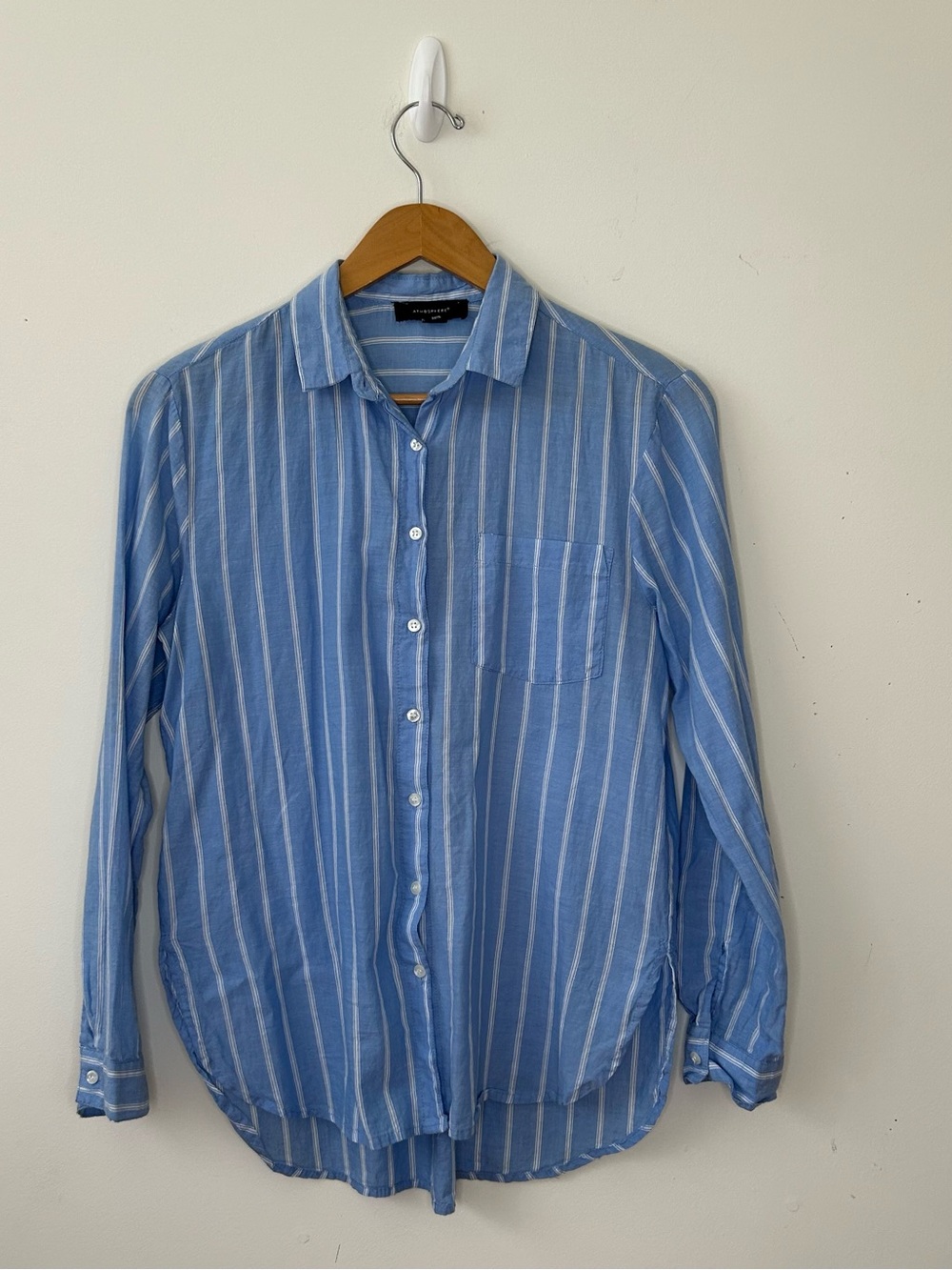 Atmosphere Basic Collection Shirt Size 4 Striped Button Down Boyfriend Beachy